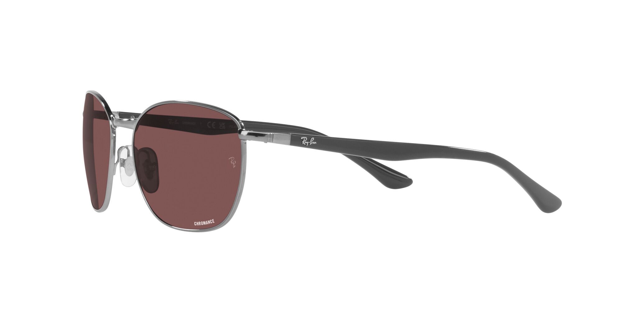 Occhiali da sole Ray-Ban RB 3702 (004/AF) colore gunmetal forma quadrato lenti viola scuro