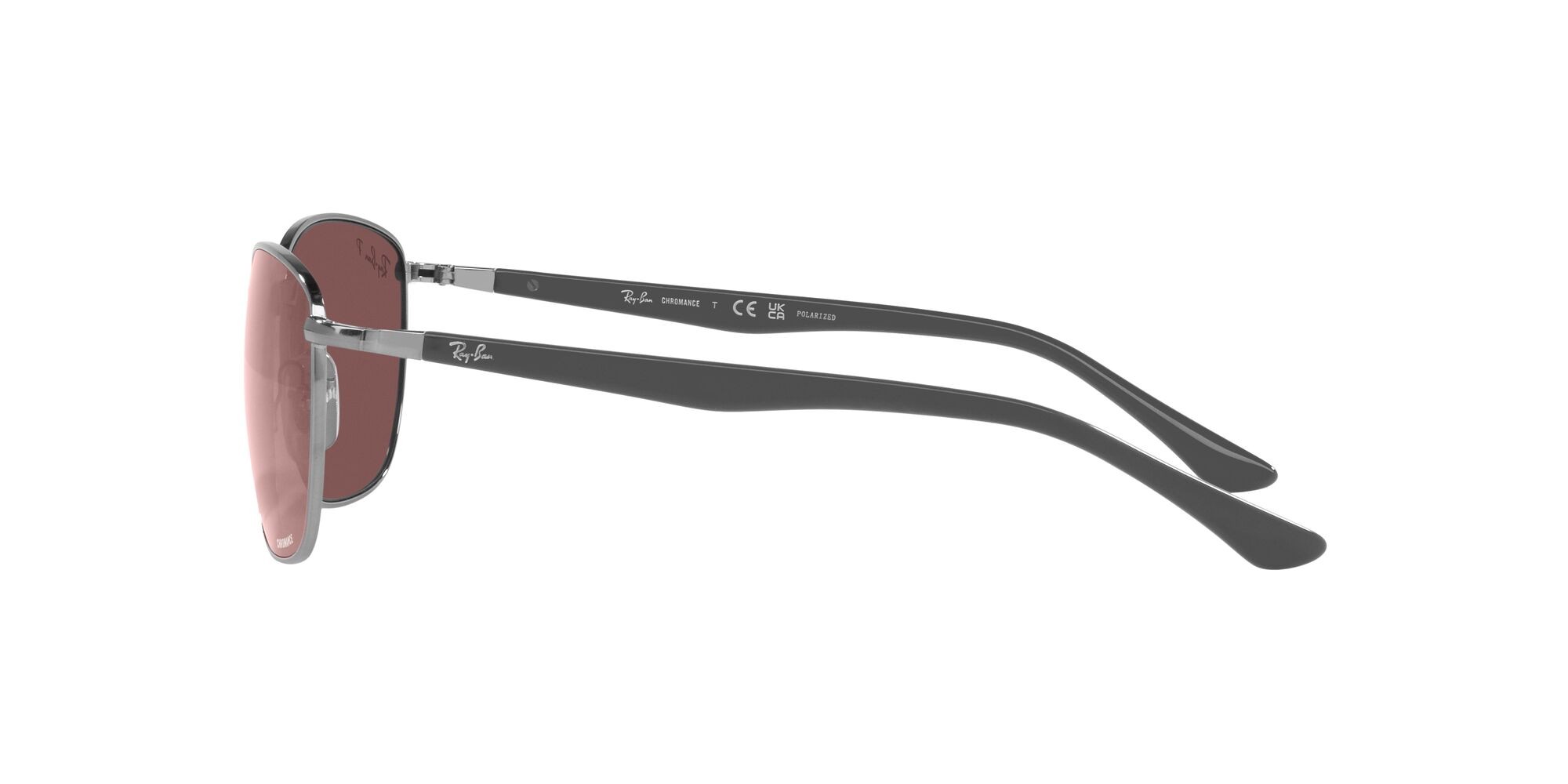Occhiali da sole Ray-Ban RB 3702 (004/AF) colore gunmetal forma quadrato lenti viola scuro