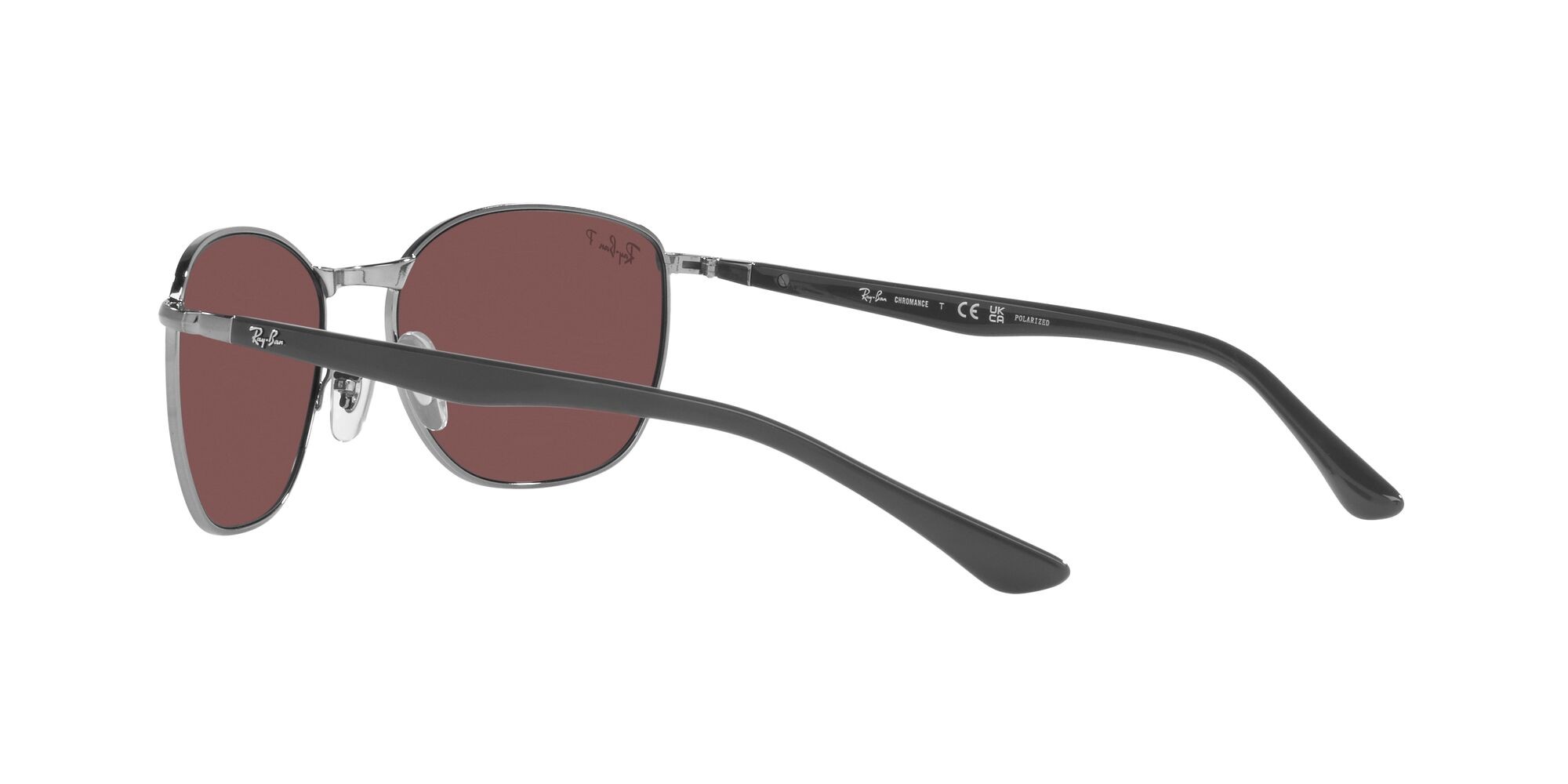 Occhiali da sole Ray-Ban RB 3702 (004/AF) colore gunmetal forma quadrato lenti viola scuro