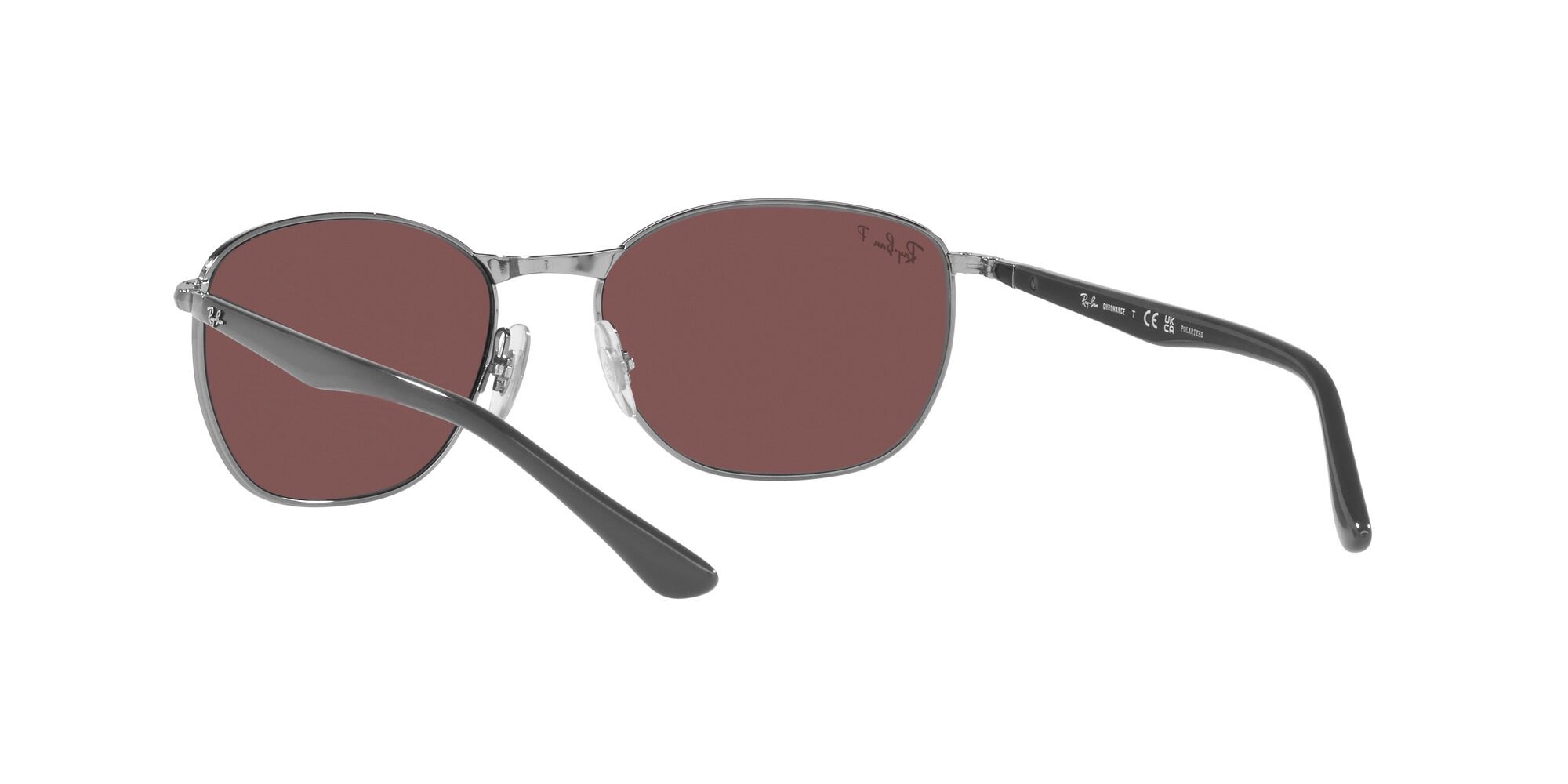 Occhiali da sole Ray-Ban RB 3702 (004/AF) colore gunmetal forma quadrato lenti viola scuro
