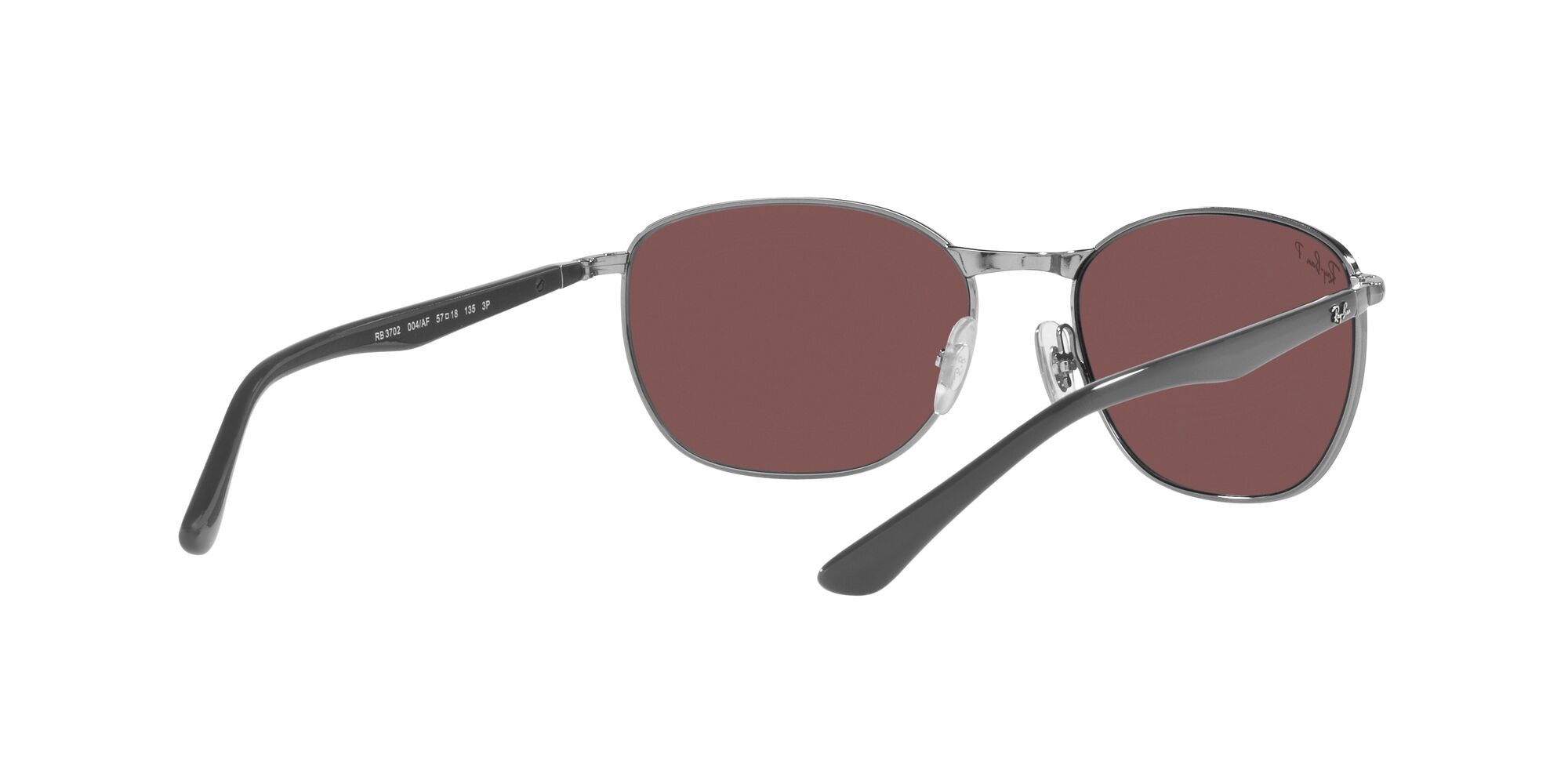Occhiali da sole Ray-Ban RB 3702 (004/AF) colore gunmetal forma quadrato lenti viola scuro
