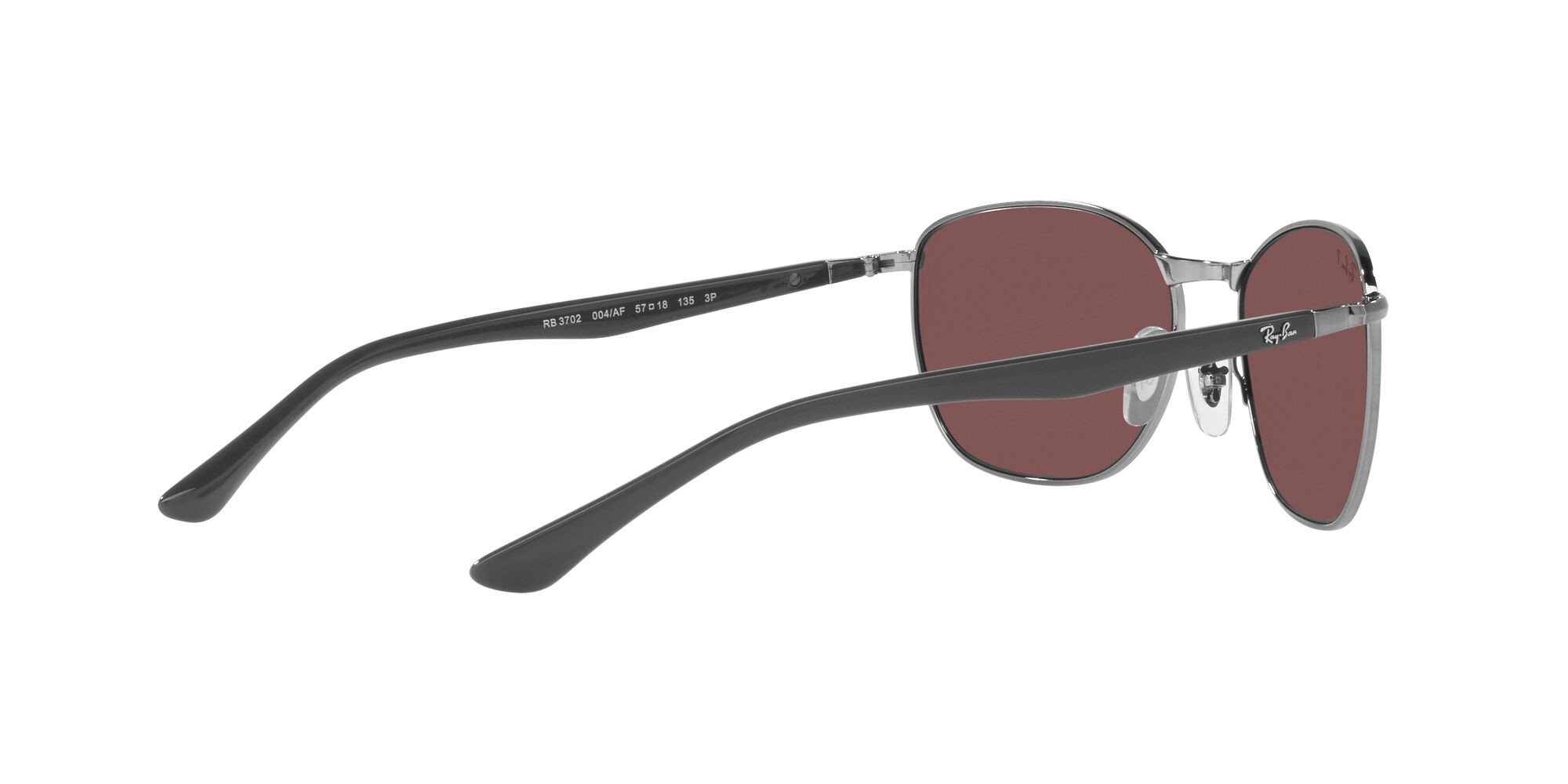 Occhiali da sole Ray-Ban RB 3702 (004/AF) colore gunmetal forma quadrato lenti viola scuro