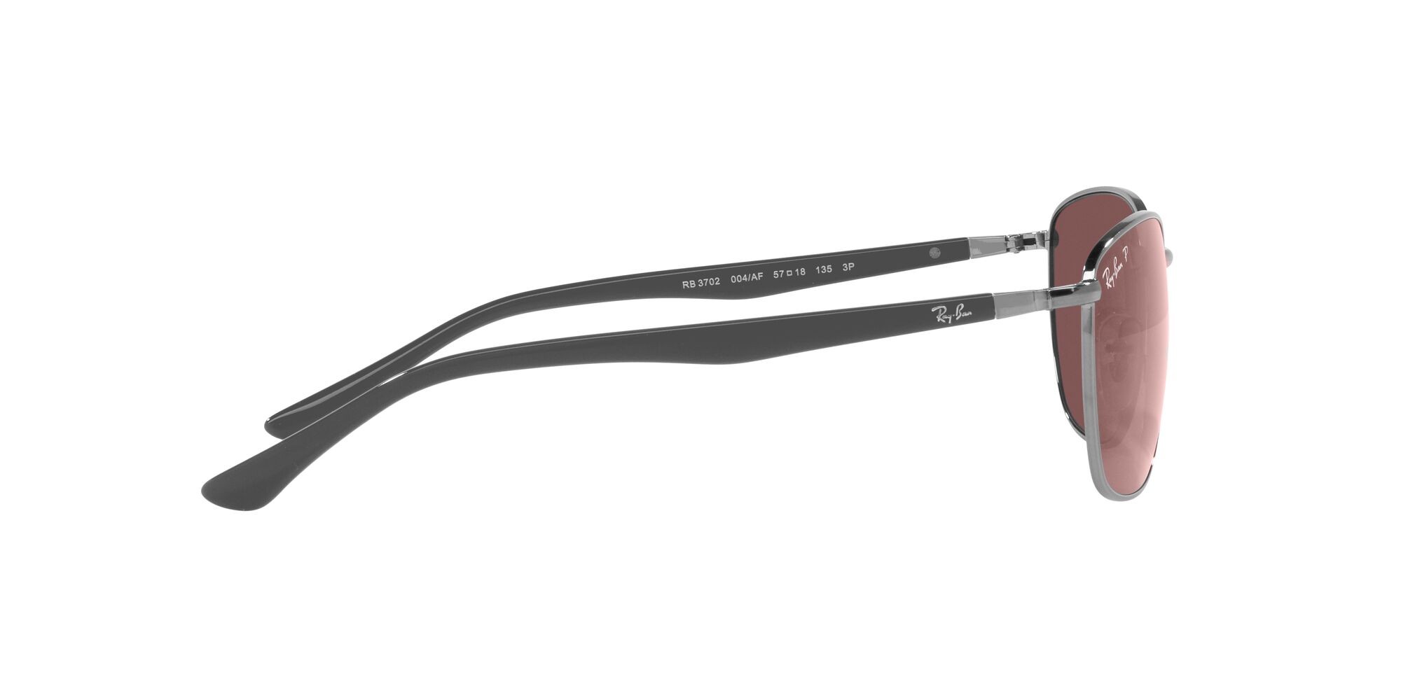 Occhiali da sole Ray-Ban RB 3702 (004/AF) colore gunmetal forma quadrato lenti viola scuro