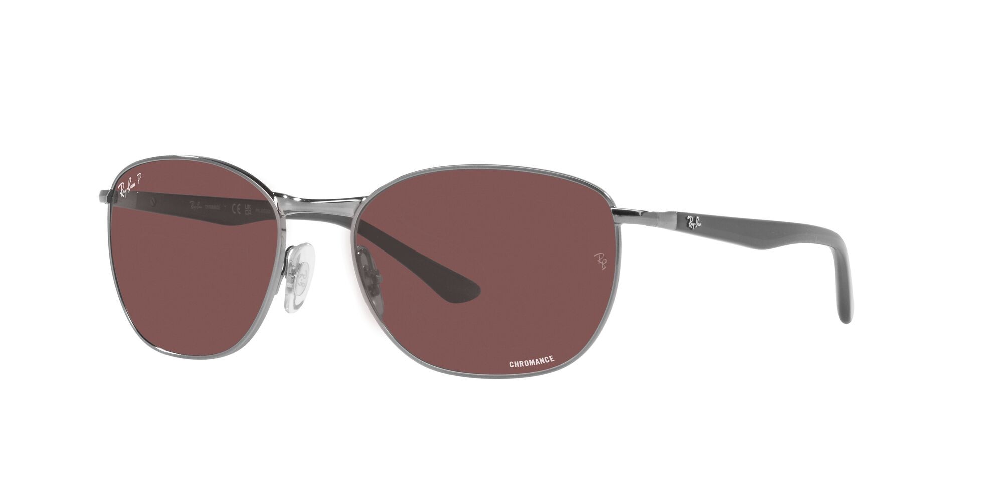 Occhiali da sole Ray-Ban RB 3702 (004/AF) colore gunmetal forma quadrato lenti viola scuro