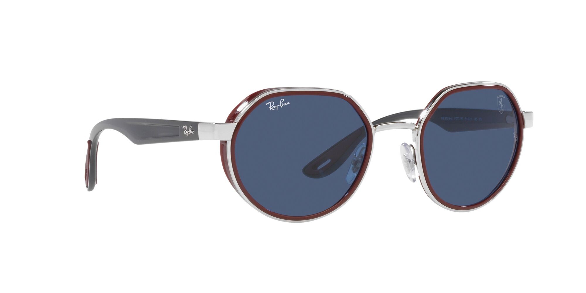 Sonnenbrillen Ray-Ban Scuderia Ferrari RB 3703M (F07780) farbe argento form unregelmäßig gläser blu scuro