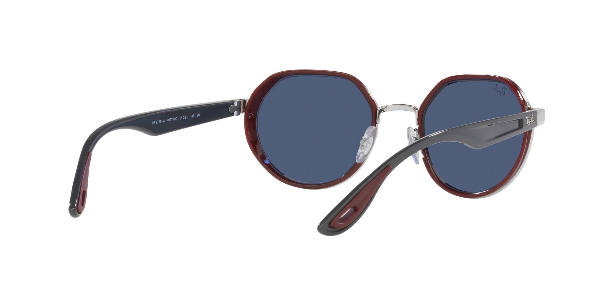 Sonnenbrillen Ray-Ban Scuderia Ferrari RB 3703M (F07780) farbe argento form unregelmäßig gläser blu scuro