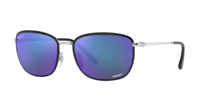 Sonnenbrillen Ray-Ban RB 3705 (91444L) farbe nero su argento form quadratisch gläser blu