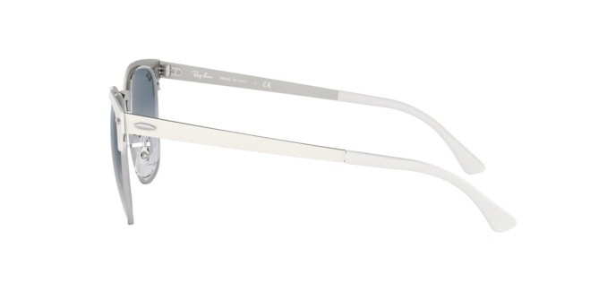 Sonnenbrillen Ray-Ban Clubmaster Metal RB 3716 (90883F) farbe silver on white form quadratisch gläser clear gradient blue