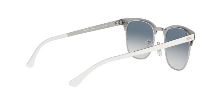 Sonnenbrillen Ray-Ban Clubmaster Metal RB 3716 (90883F) farbe silver on white form quadratisch gläser clear gradient blue