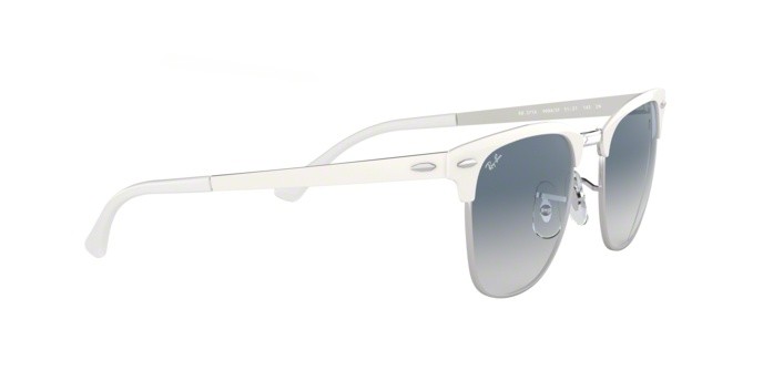Sonnenbrillen Ray-Ban Clubmaster Metal RB 3716 (90883F) farbe silver on white form quadratisch gläser clear gradient blue