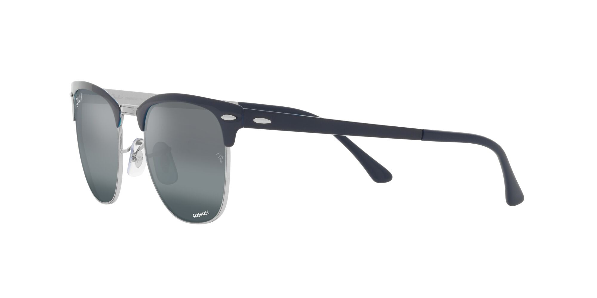 Sonnenbrillen Ray-Ban Clubmaster Metal RB 3716 (9254G6) farbe argento su blu form quadratisch gläser blu scuro a specchio