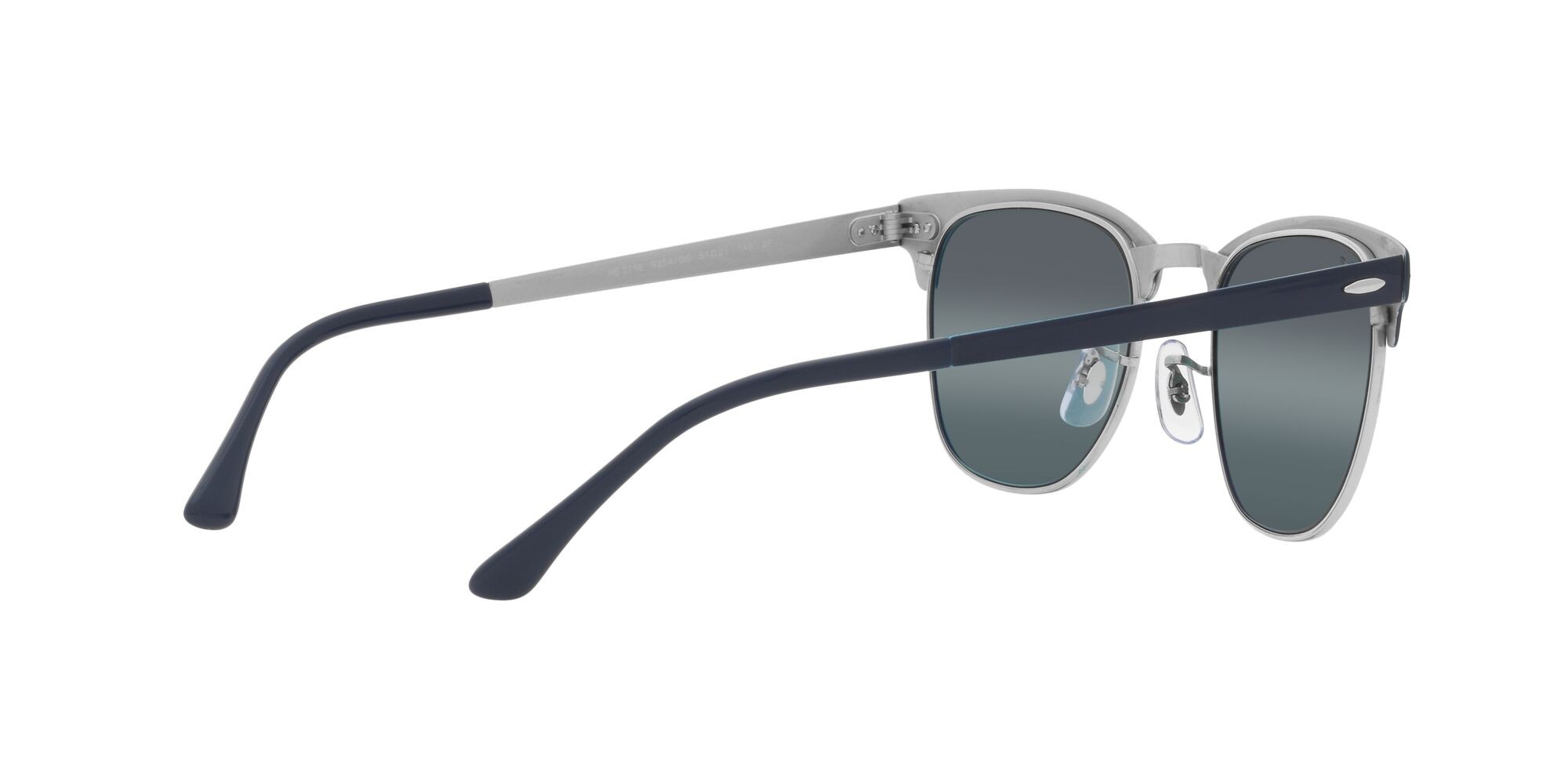 Sonnenbrillen Ray-Ban Clubmaster Metal RB 3716 (9254G6) farbe argento su blu form quadratisch gläser blu scuro a specchio
