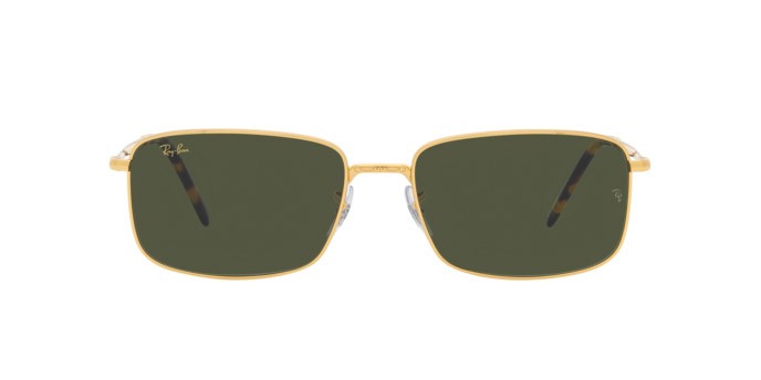 Occhiali da sole Ray-Ban RB 3717 (919631) colore oro forma rettangolare lenti verde