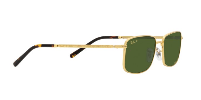 Occhiali da sole Ray-Ban RB 3717 (9196P1) colore oro forma rettangolare lenti verde scuro