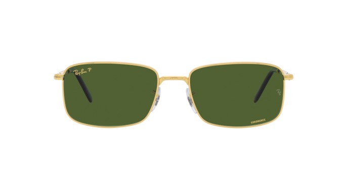 Occhiali da sole Ray-Ban RB 3717 (9196P1) colore oro forma rettangolare lenti verde scuro