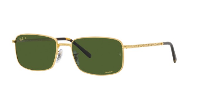 Occhiali da sole Ray-Ban RB 3717 (9196P1) colore oro forma rettangolare lenti verde scuro