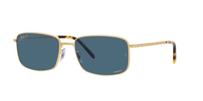 Sunglasses Ray-Ban RB 3717 (9196S2) color oro shape rectangle lenses blu
