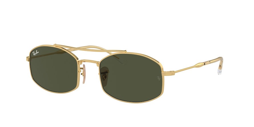Sunglasses Ray-Ban RB 3719 (001/31) color oro shape oval lenses verde