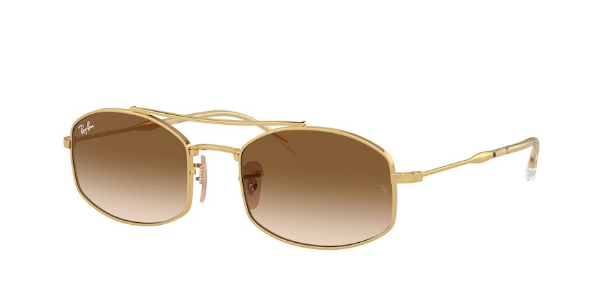 Sunglasses Ray-Ban RB 3719 (001/51) color oro shape oval lenses marrone chiaro