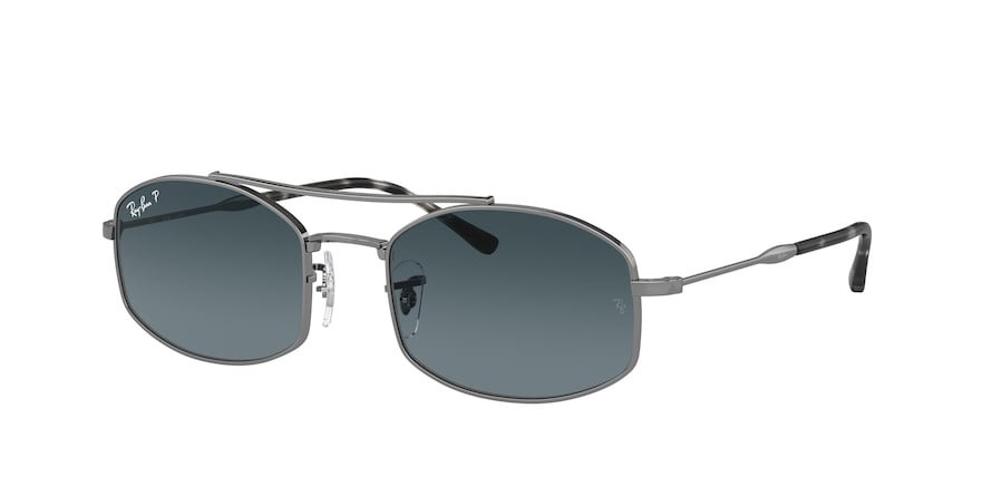 Sunglasses Ray-Ban RB 3719 (004/S3) color gunmetal shape oval lenses blu scuro