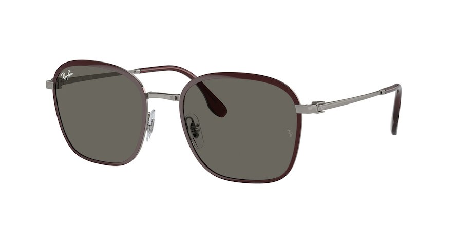 Occhiali da sole Ray-Ban RB 3720 (9263R5) colore rosso su gunmetal forma quadrato lenti grigio
