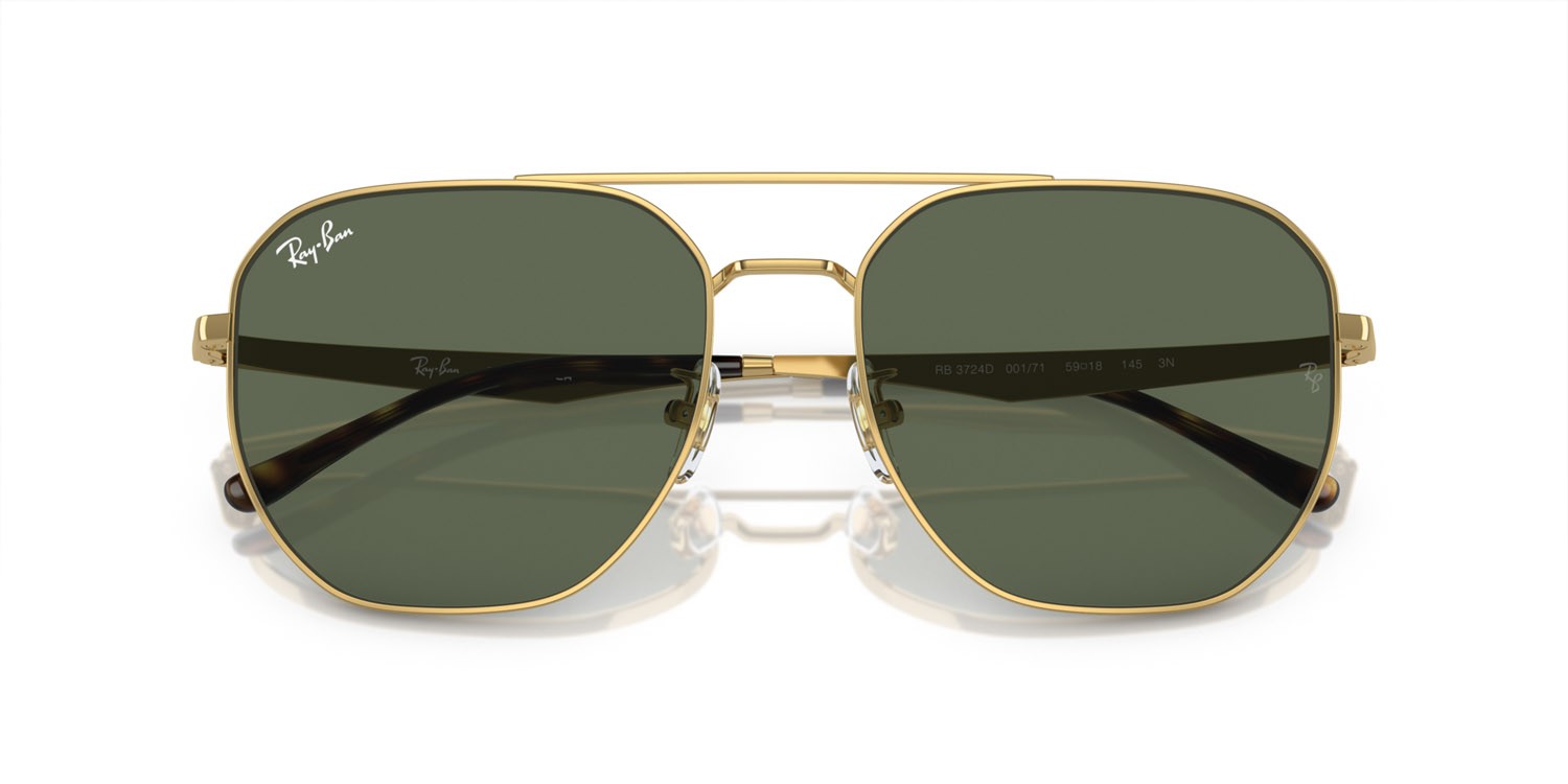 Sunglasses Ray-Ban RB 3724D (001/71) color oro shape irregular lenses verde scuro