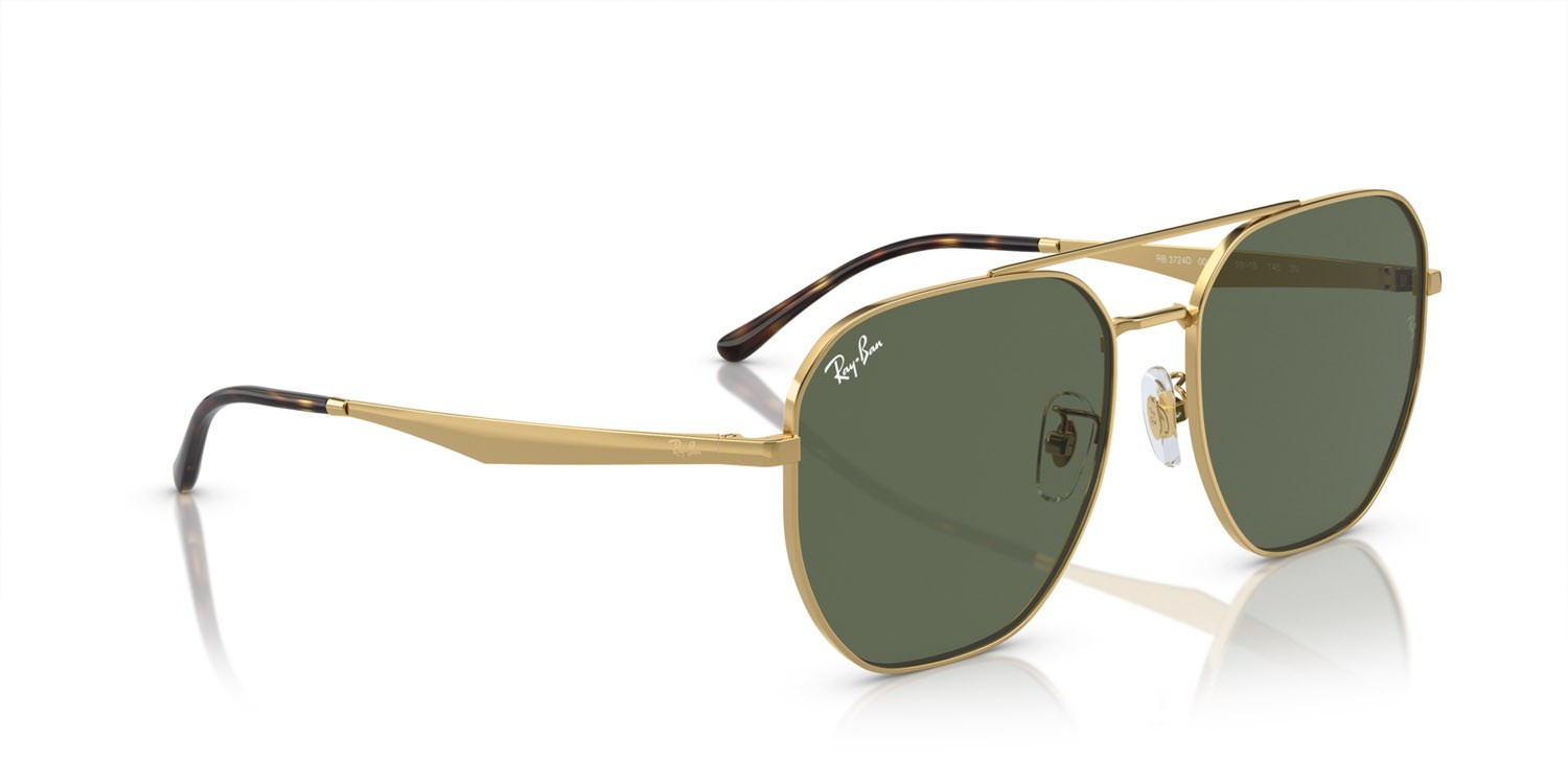 Sunglasses Ray-Ban RB 3724D (001/71) color oro shape irregular lenses verde scuro