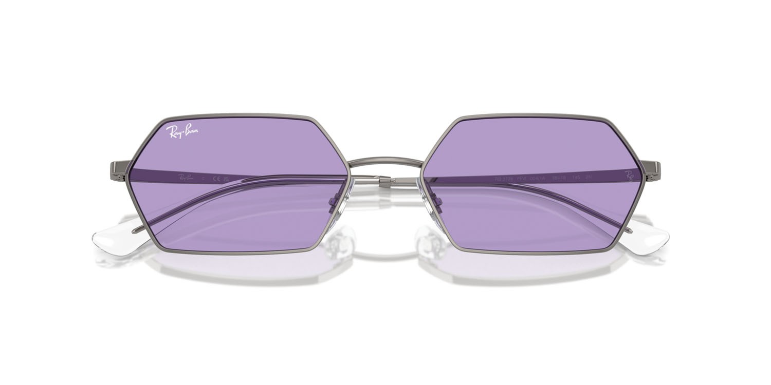 Sunglasses Ray-Ban Yevi RB 3728 (004/1A) color gunmetal shape irregular lenses viola