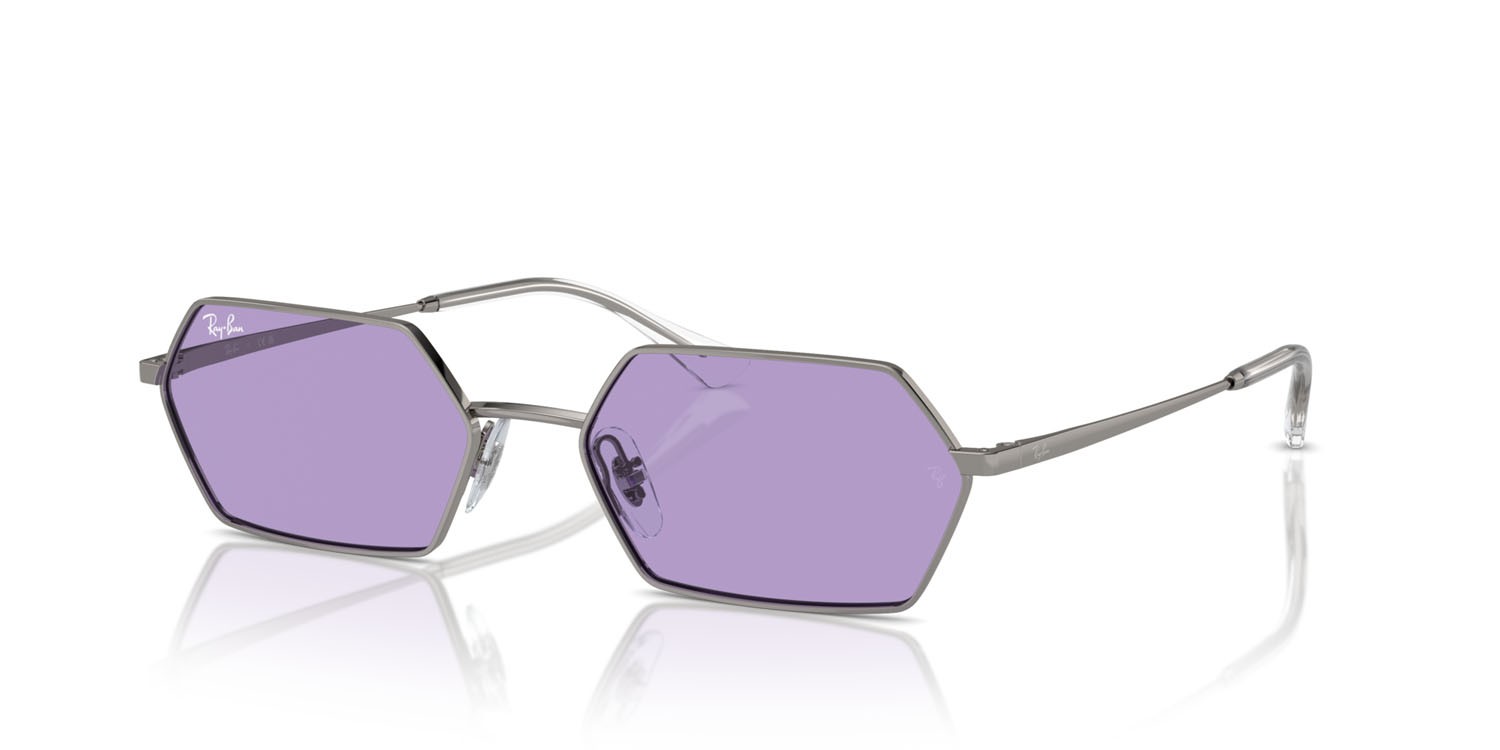 Sunglasses Ray-Ban Yevi RB 3728 (004/1A) color gunmetal shape irregular lenses viola