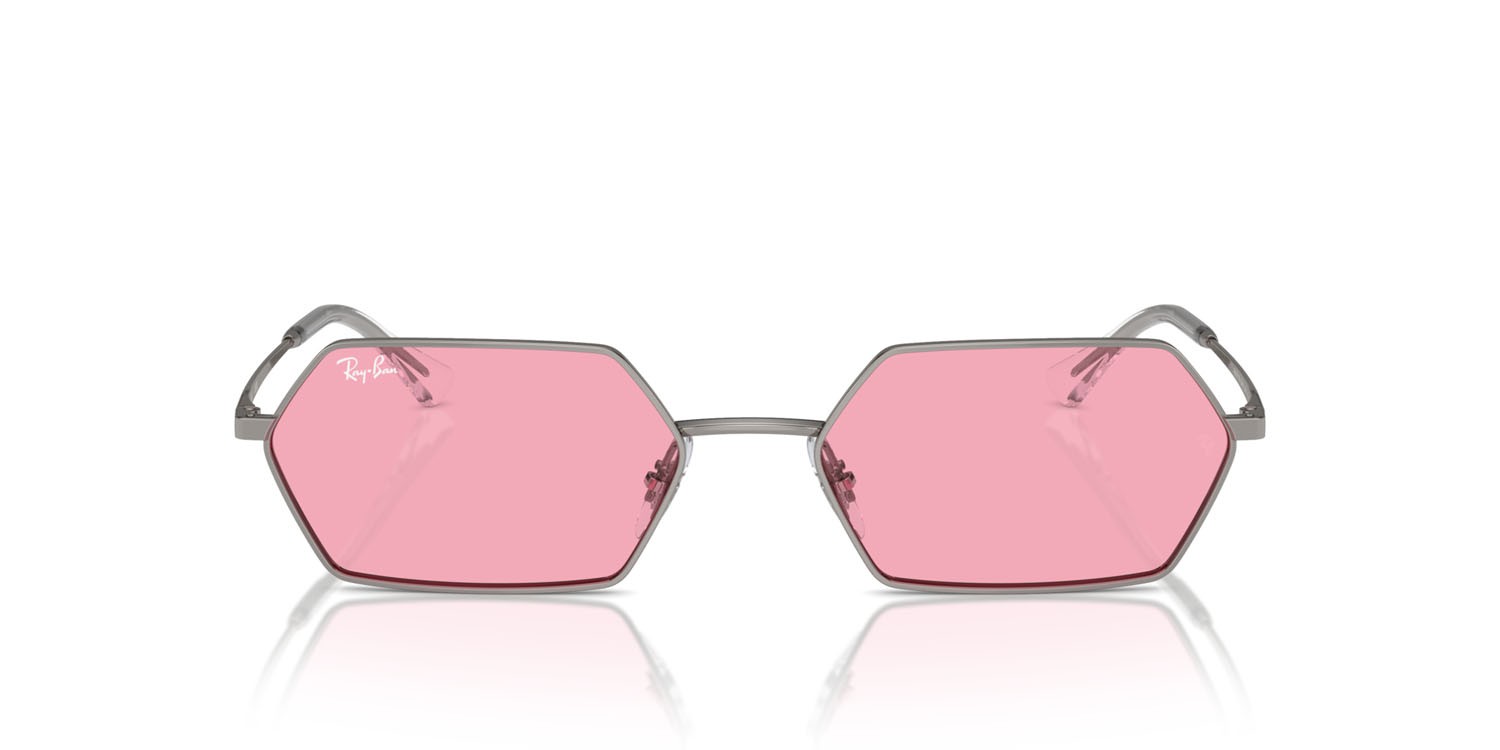 Sunglasses Ray-Ban Yevi RB 3728 (004/84) color gunmetal shape irregular lenses rosa