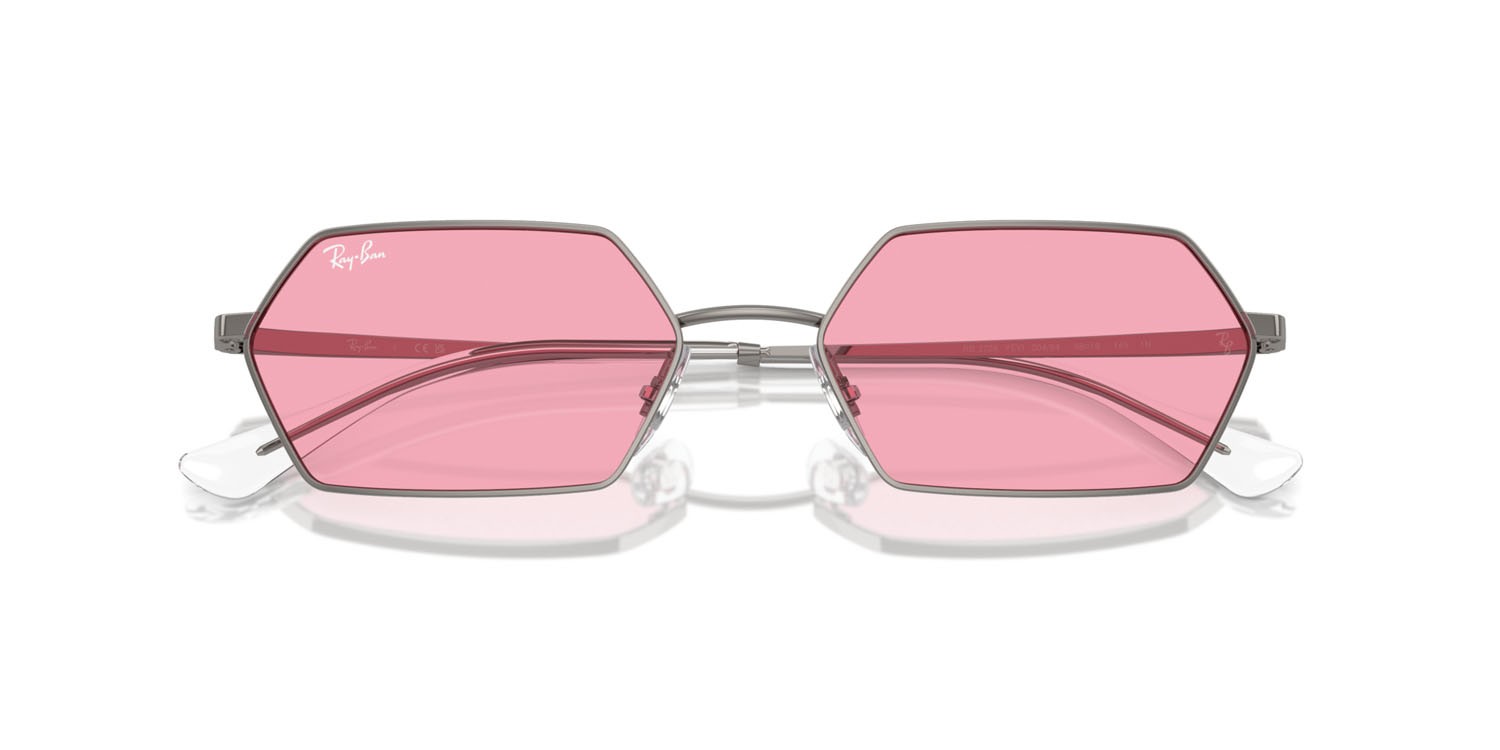 Sunglasses Ray-Ban Yevi RB 3728 (004/84) color gunmetal shape irregular lenses rosa