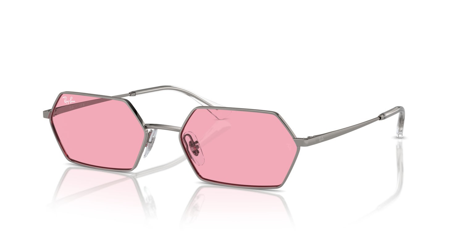 Sunglasses Ray-Ban Yevi RB 3728 (004/84) color gunmetal shape irregular lenses rosa