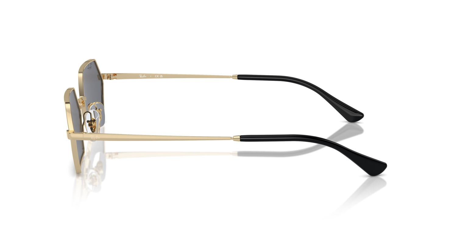 Sunglasses Ray-Ban Yevi RB 3728 (92136V) color oro chiaro shape irregular lenses grigio scuro