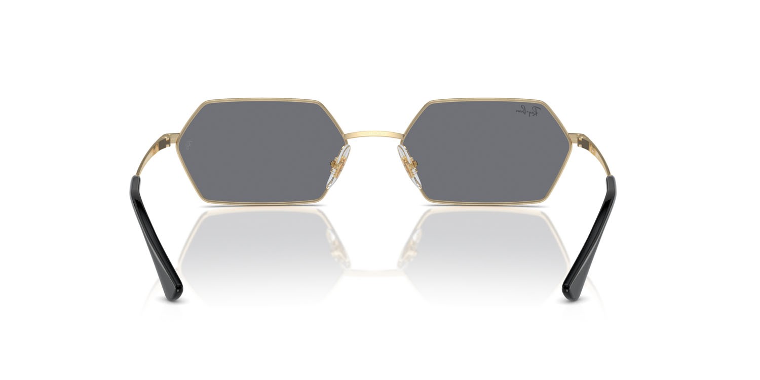 Sunglasses Ray-Ban Yevi RB 3728 (92136V) color oro chiaro shape irregular lenses grigio scuro