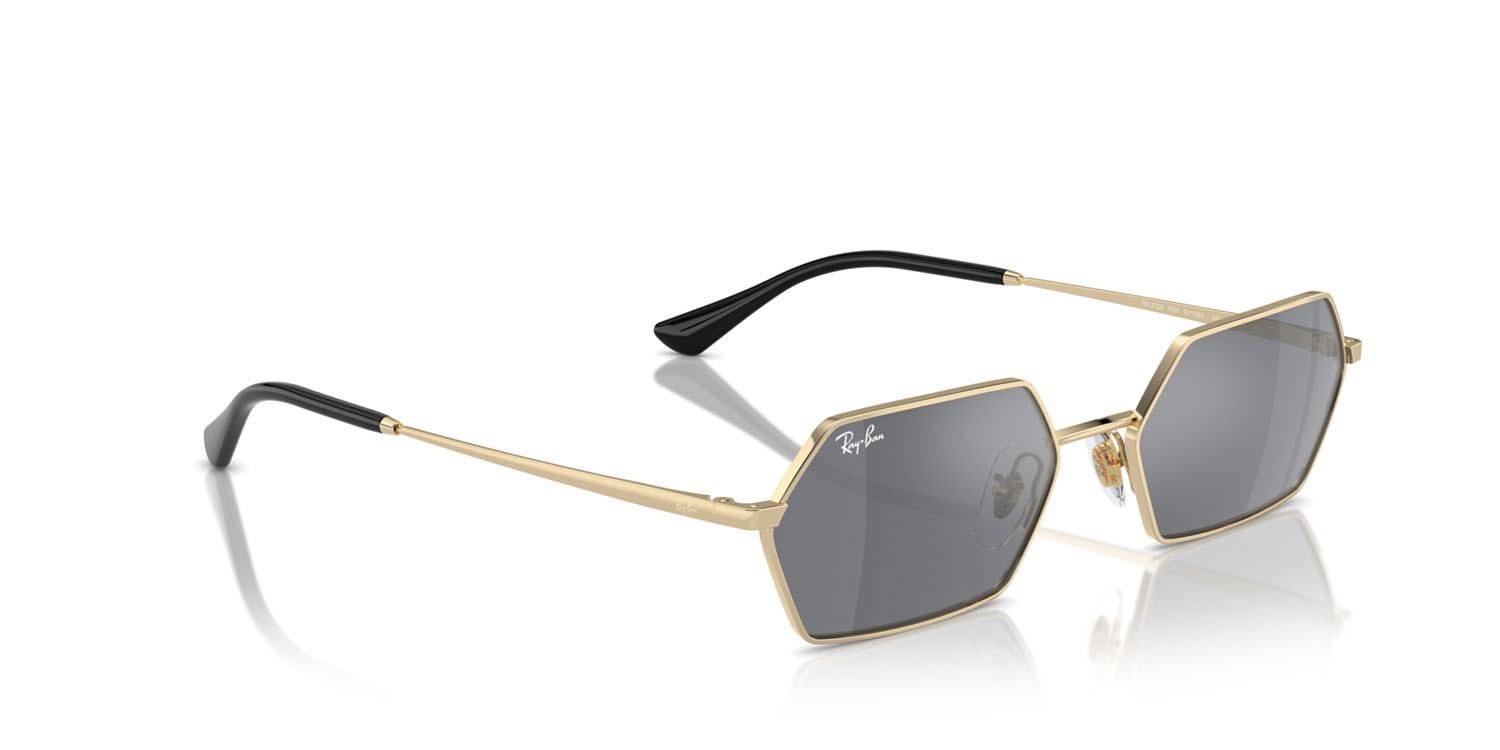 Sunglasses Ray-Ban Yevi RB 3728 (92136V) color oro chiaro shape irregular lenses grigio scuro