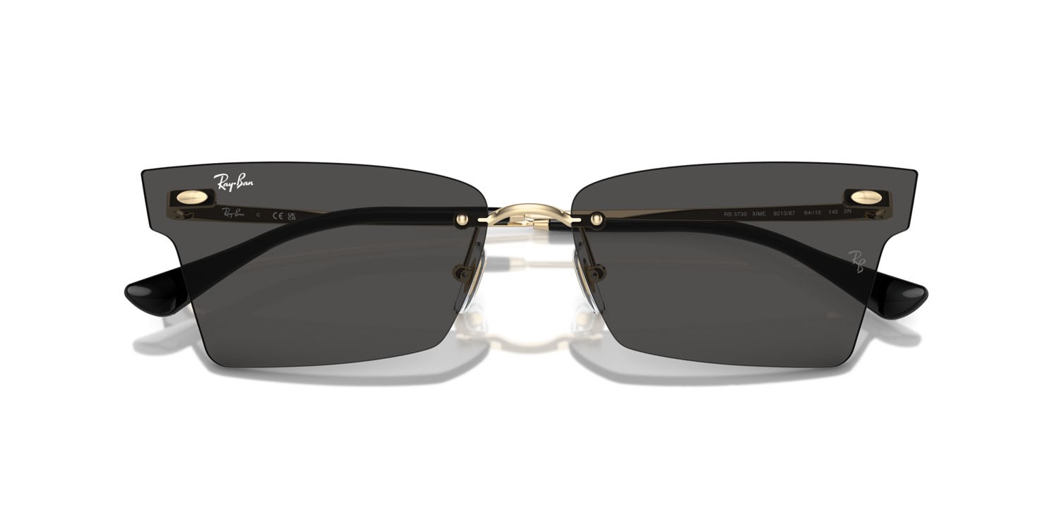 Sunglasses Ray-Ban Xime RB 3730 (921387) color oro chiaro shape irregular lenses grigio scuro