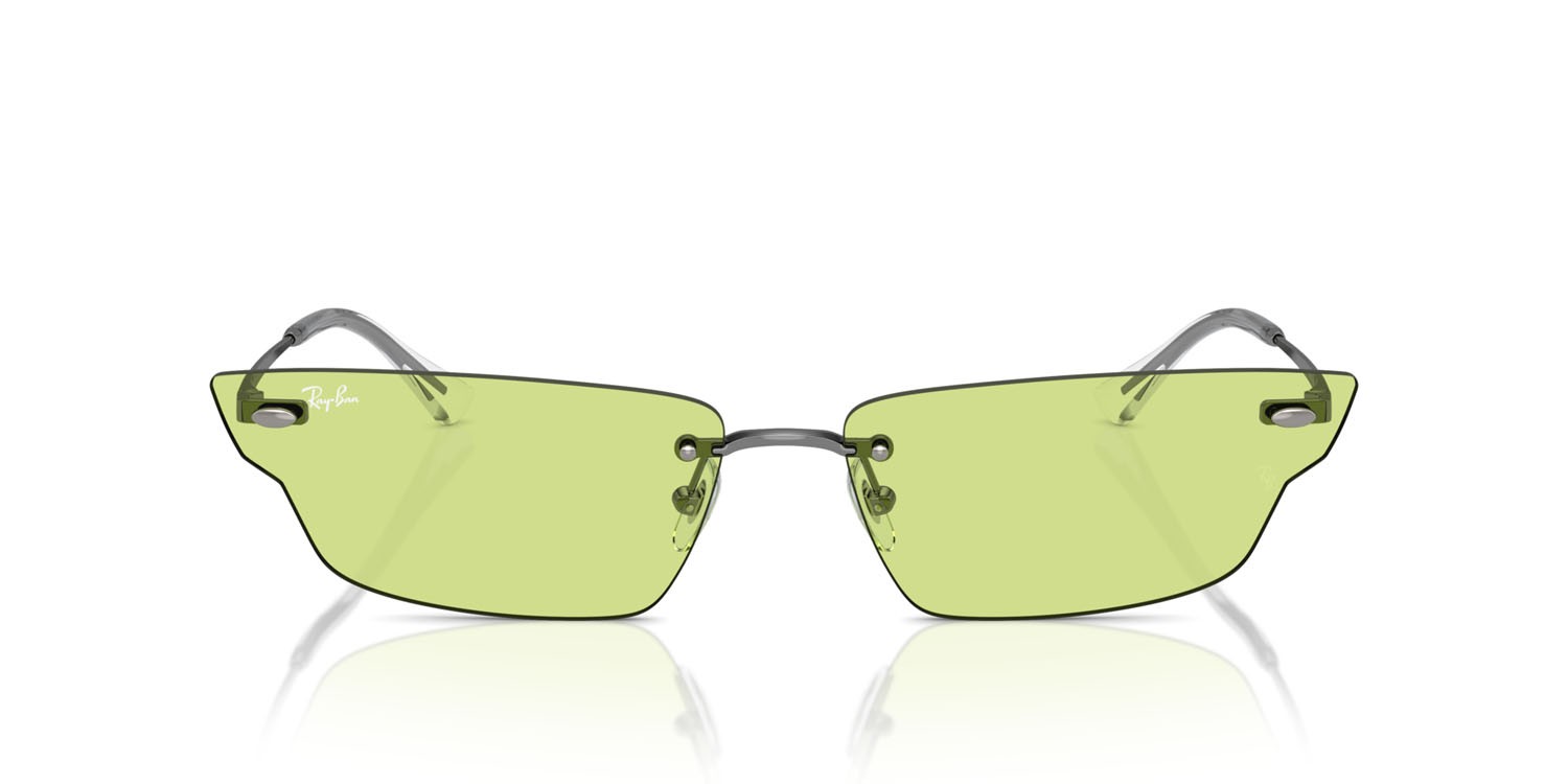 Occhiali da sole Ray-Ban Anh RB 3731 (004/2) colore gunmetal forma irregolare lenti verde