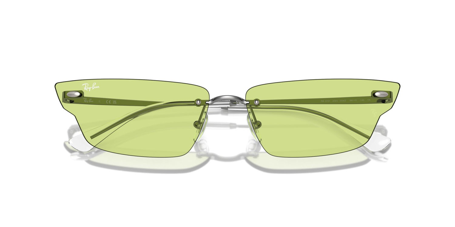 Occhiali da sole Ray-Ban Anh RB 3731 (004/2) colore gunmetal forma irregolare lenti verde