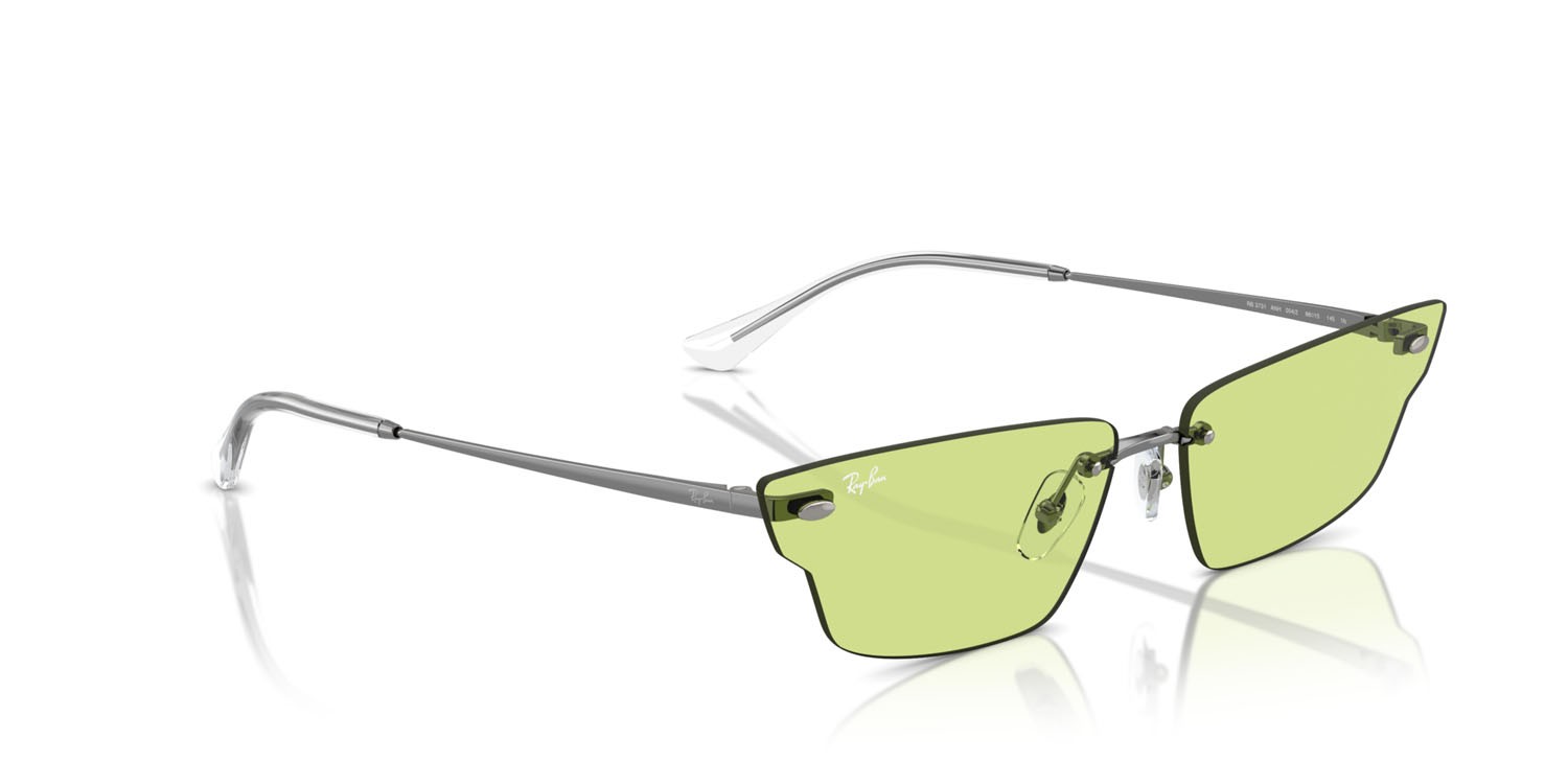 Occhiali da sole Ray-Ban Anh RB 3731 (004/2) colore gunmetal forma irregolare lenti verde