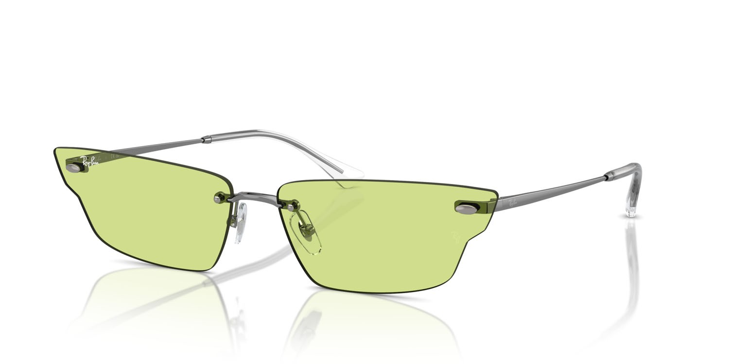Occhiali da sole Ray-Ban Anh RB 3731 (004/2) colore gunmetal forma irregolare lenti verde