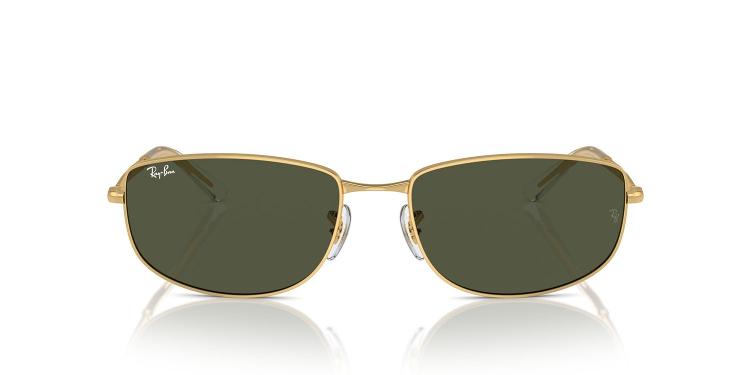 Sunglasses Ray-Ban RB 3732 (001/31) color oro shape irregular lenses verde
