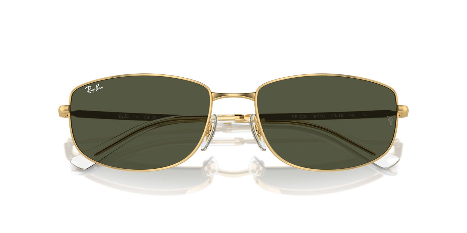 Sunglasses Ray-Ban RB 3732 (001/31) color oro shape irregular lenses verde