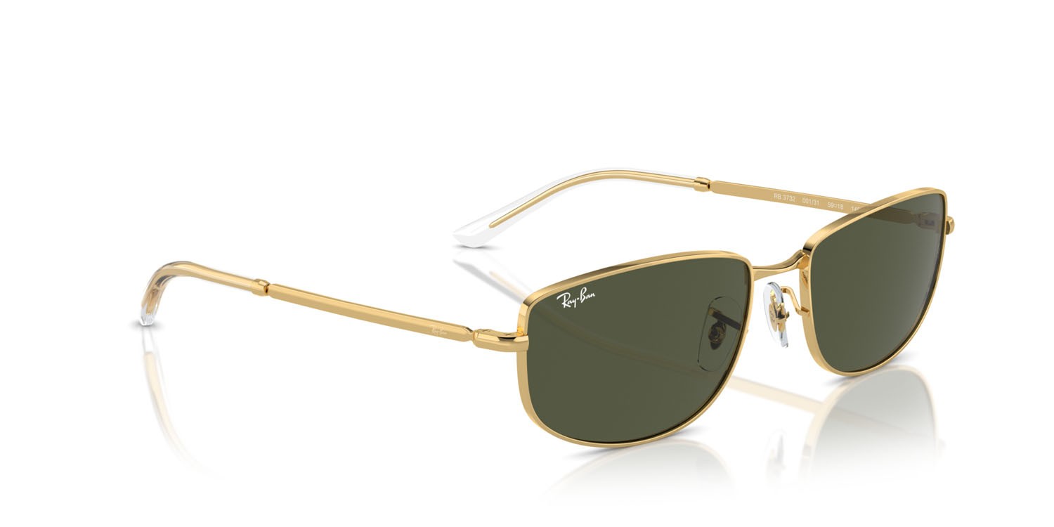 Sunglasses Ray-Ban RB 3732 (001/31) color oro shape irregular lenses verde