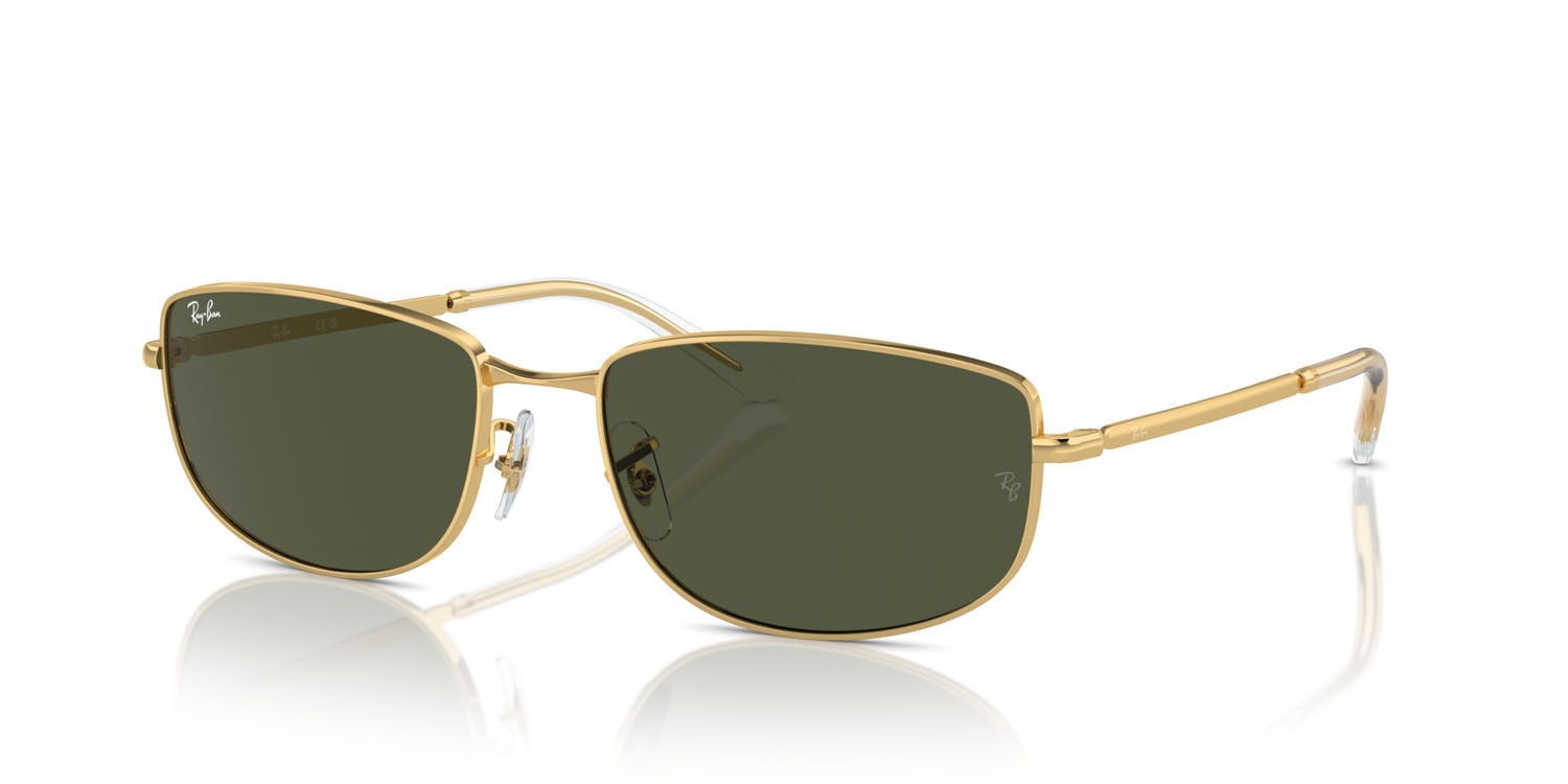 Sunglasses Ray-Ban RB 3732 (001/31) color oro shape irregular lenses verde