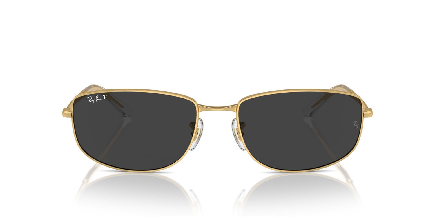 Sunglasses Ray-Ban RB 3732 (001/48) color oro shape irregular lenses nero