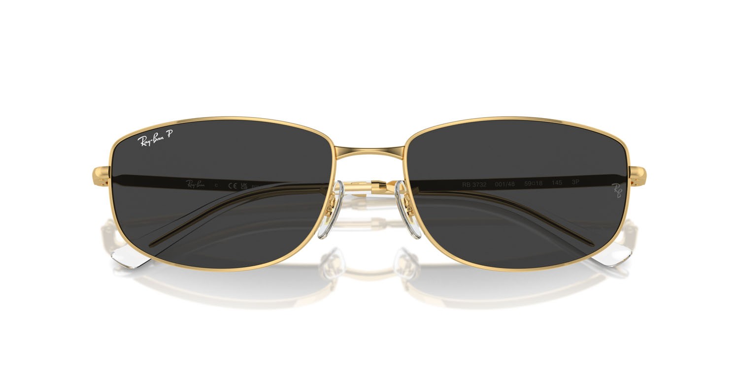 Sunglasses Ray-Ban RB 3732 (001/48) color oro shape irregular lenses nero