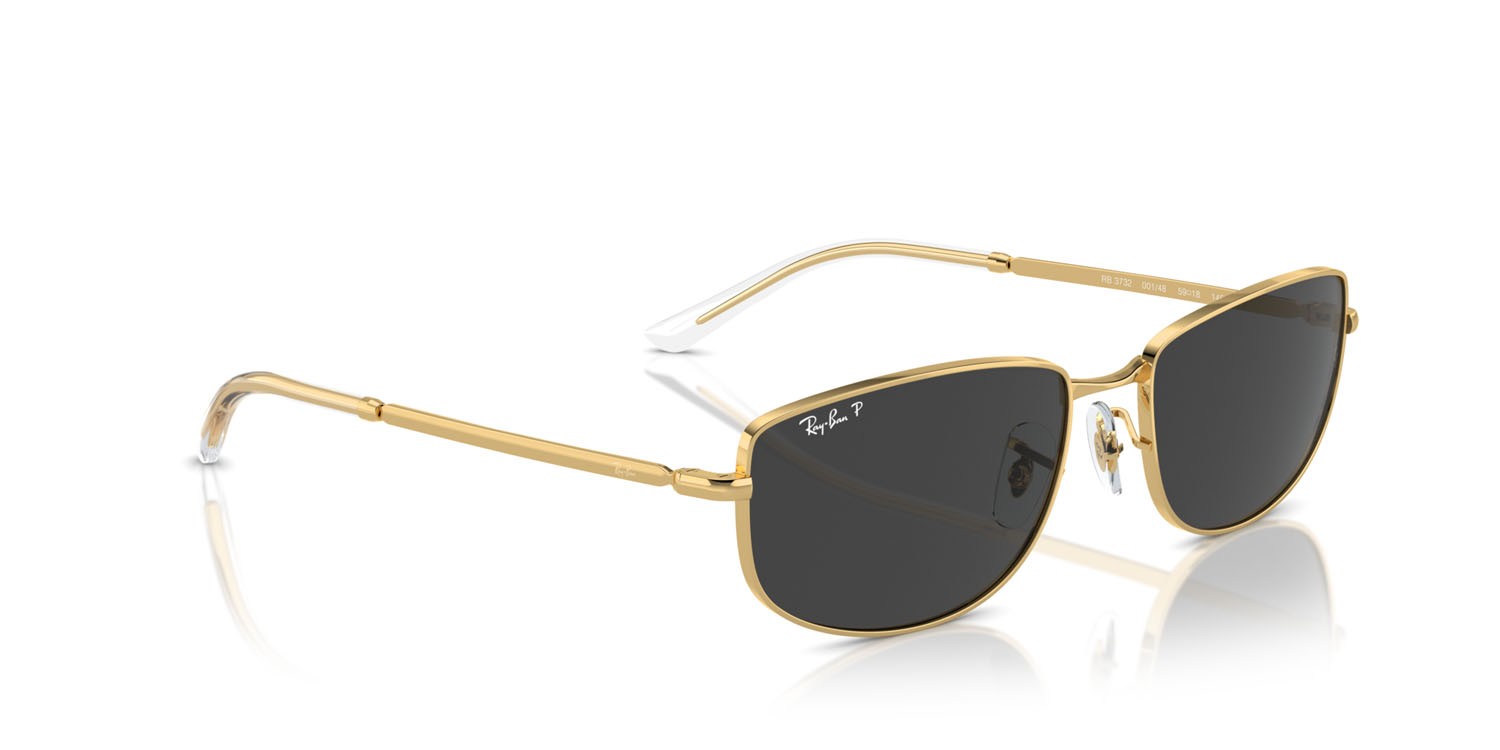 Sunglasses Ray-Ban RB 3732 (001/48) color oro shape irregular lenses nero