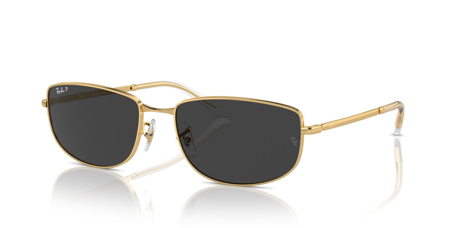 Sunglasses Ray-Ban RB 3732 (001/48) color oro shape irregular lenses nero