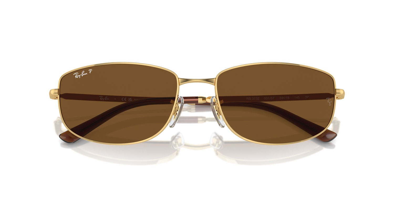 Occhiali da sole Ray-Ban RB 3732 (001/57) colore oro forma irregolare lenti marrone
