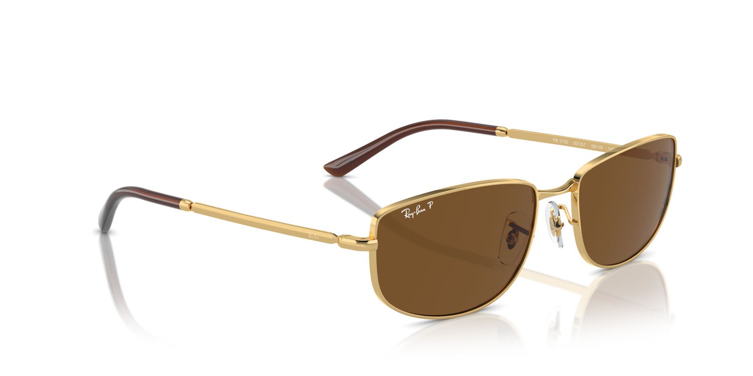Occhiali da sole Ray-Ban RB 3732 (001/57) colore oro forma irregolare lenti marrone